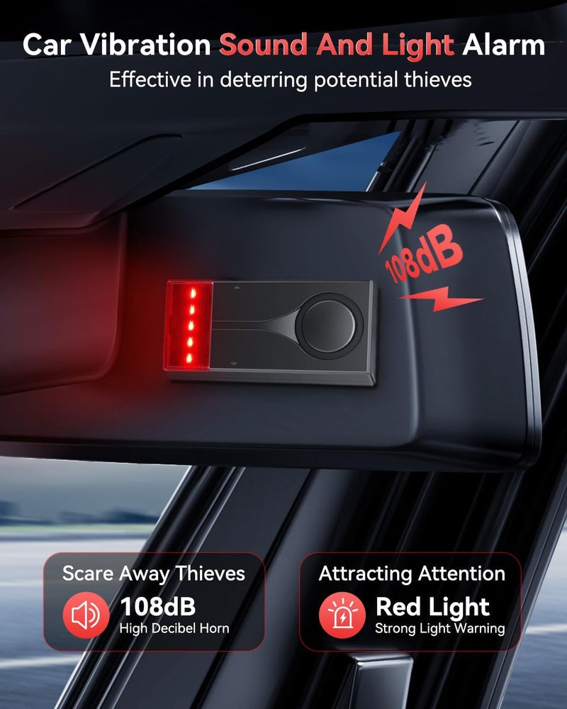 ELECTOP Car Vibration Sound & Light Alarm with Remote, 108dB Automobile Anti-Theft Vibration Alert, Anti-Theft LED Flashing Security Light Wireless Remote Vibration Car Alert Vehicle Security Alarm - Image 2